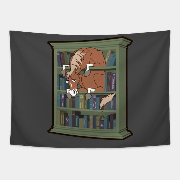 Horse in a Bookcase Tapestry by RobotGhost