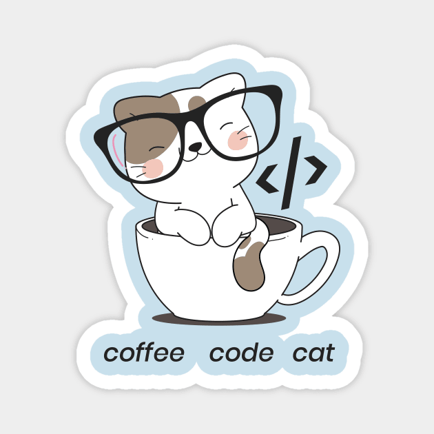 coffee code cat - meow Magnet by Meow Meow Cat