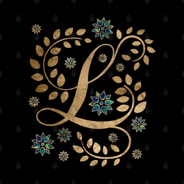 Luxury Golden Calligraphy Monogram with letter L by Nartissima