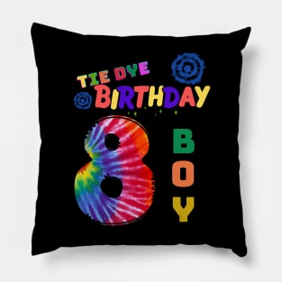 8 years old Tie dye Birthday boy Pillow