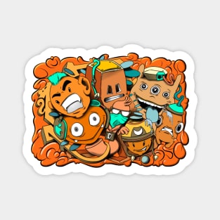 Orange and Blue graffiti cartoon characters Magnet