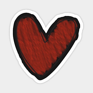 Red Heart Watercolor Doodle Magnet