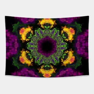 Psychedelic Kaleidoscope Flower Purple Orange and Black Tapestry