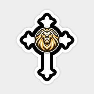 Lion Of Judah on the Cross Christian Logo Magnet