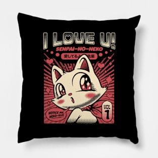 Anime Cat I Love You by Tobe Fonseca Pillow