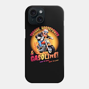 Funny biker riding a chopper, popping a wheelie motorcycle cartoon Phone Case