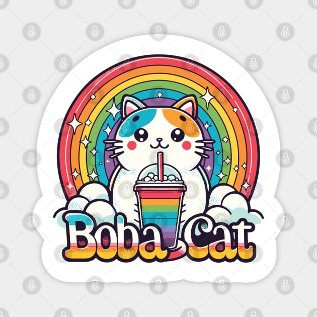 boba cat Rainbow Magnet by AlephArt