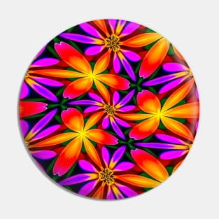 Bright Orange Flower Pattern Pin