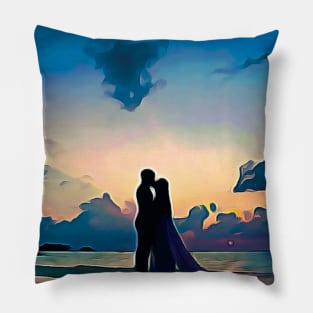 Couples wedding on beach Oil Painting Art Pillow