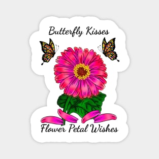 Butterfly Kisses Flower Petal Wishes Pink Gerbera Daisy Magnet