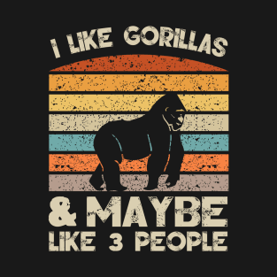 I Like Gorillas Retro Clothes and  Gorillas Birthday Present T-Shirt