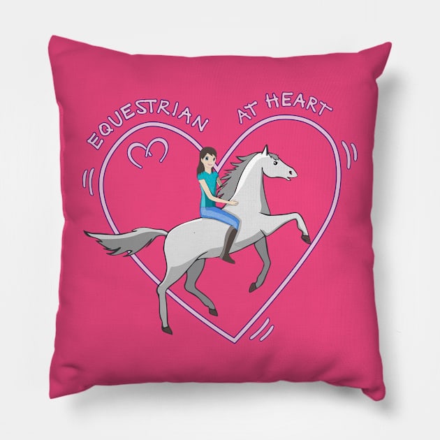 Cute Equestrian at Heart Girl and Horse Love Anime Pillow by French Salsa