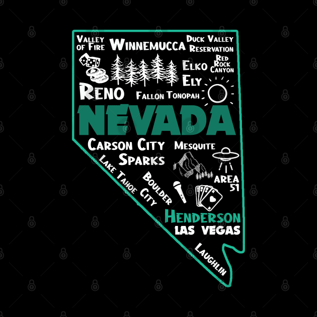 Henderson Nevada Map Las Vegas Winnemucca Reno Elko Ely Carson City Boulder City  Laughkin by BoogieCreates