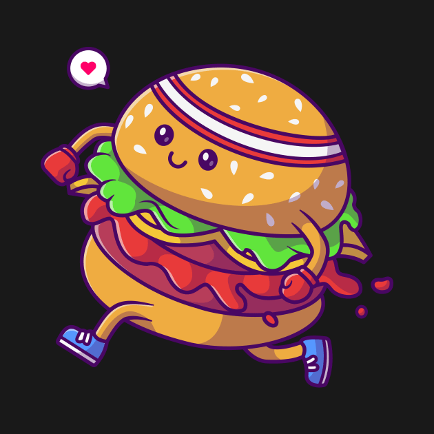 Cute Burger Running Cartoon by Catalyst Labs