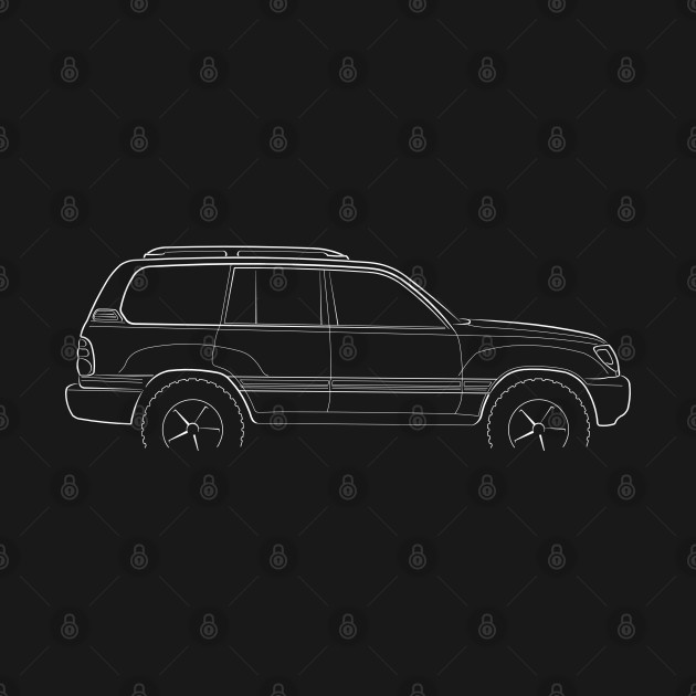 Disover 1998 Toyota Land Cruiser J100 - profile stencil, white - Toyota Land Cruiser - T-Shirt