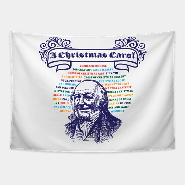 Ebenezer Scrooge, Christmas Carol, Charles Dickens, Vintage Scrooge, A Christmas Carol Design Tapestry by penandinkdesign@hotmail.com