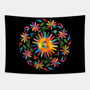 Mexican Otomí Floral Composition by Akbaly Tapestry