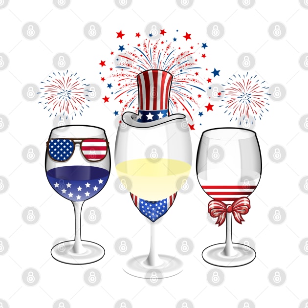 4th Of July Wine Glasses Red White Blue Wine Glasses American flag Drink, Patriotic USA by Rebrand