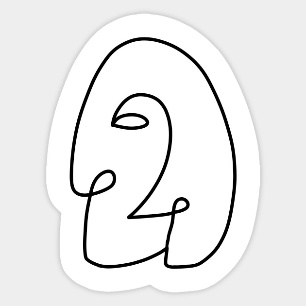 Line Art Face Modern Abstract Black And White Geometric Minimalist Art Minimalist Art Sticker Teepublic