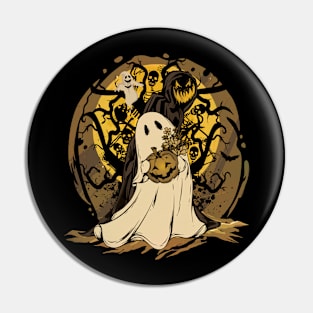 Halloween Pumpkin, Ghosts and  Skeletons Graphic Pin