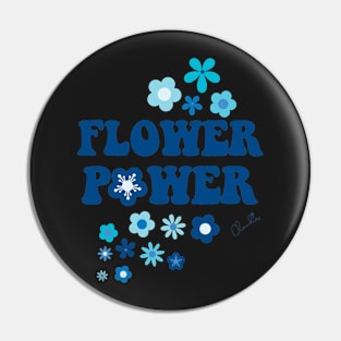 Beautiful Cool Blues Flower Power Seamless Pattern Print Pin