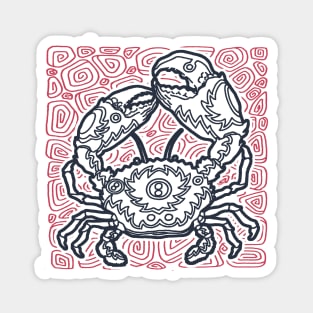 Stone Crab Ink Art Tattoo Retro Red And Black Magnet