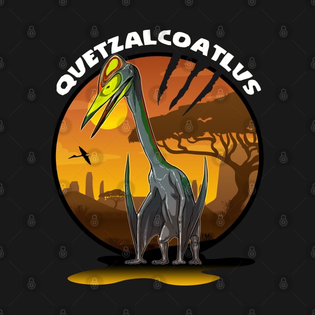 Quetzalcoatlus Prehistoric Design With Background by Terra Fossil Merch