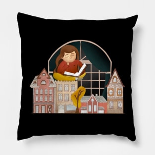 bookworm daydreaming child Pillow