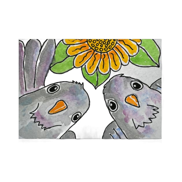 Funny peeping pigeons by Puddle Lane Art