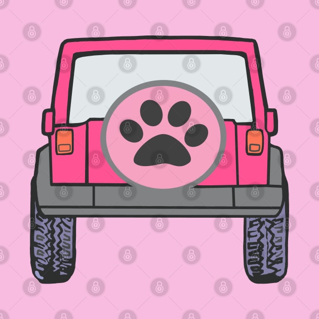 Pink Jeep with Paw Print by Trent Tides