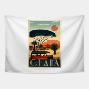Ghana Safari Vintage Travel Art Poster Tapestry