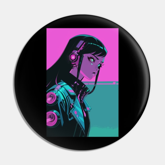 Cyberpunk Anime Girl Pin by DeathAnarchy