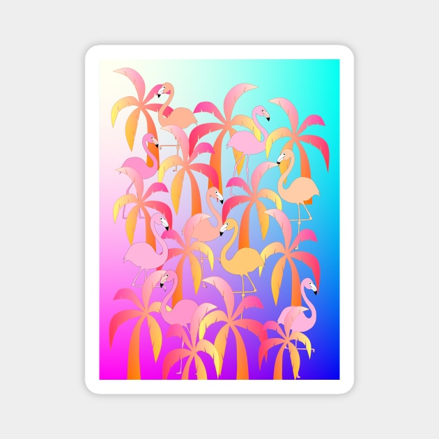 PINK Flamingo Jungle - Pink Flamingo Art Magnet by SartorisArt1