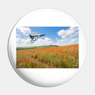 Avro Vulcan B2 bomber over a field of red poppies Pin