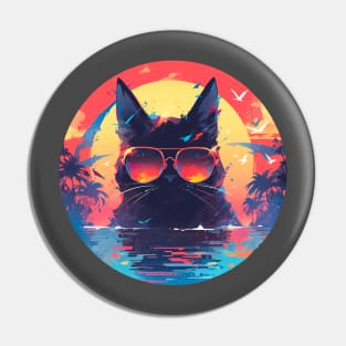 Cat in sunglasses, summer Pin