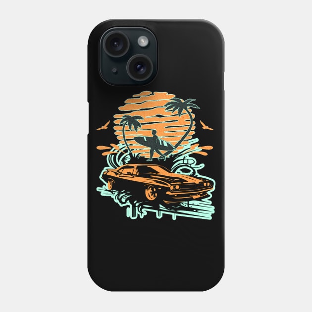 Let's Live, Hello Summer Motivational Cool Muscle Car lover Hot Road, Racing Vintage 70s Fast Car Rally Racing Lover Gifts Phone Case by Customo