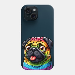 surprised gay pug dog rainbow Phone Case