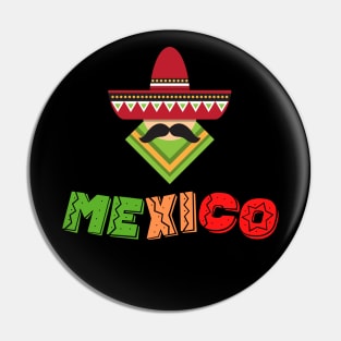 Mexico and Mexican in sobrero Pin