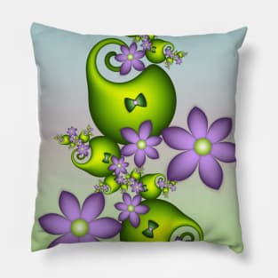 Lilac Fantasy Flowers On Pastel Colors Background Pillow