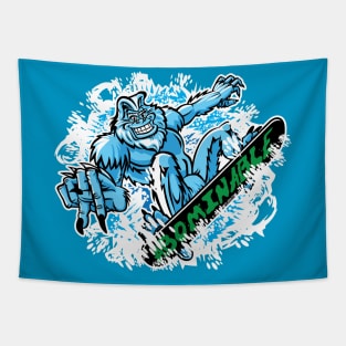 Abominable Snowboarder Cartoon Tapestry