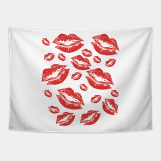 Cover Me In Kisses Playful Red Lipstick Flirtatious Fun Tapestry