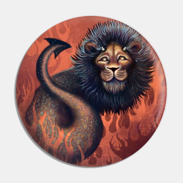 Fire Lion - Original Art Pin by T.Dow Thomas