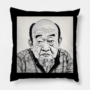 Portrait of old asian man Pillow