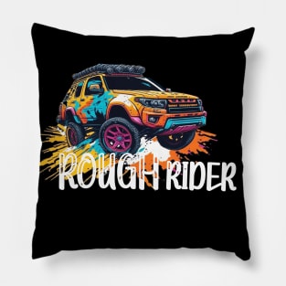 Off road Rough rider, off road adventure retro design. Pillow