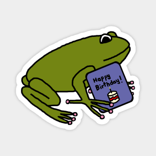 Cute Green Frog with Birthday Greetings Magnet