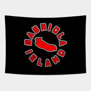 Gabriola Island in a Red Hot Round - Simple Text Circle - Gabriola Island Tapestry