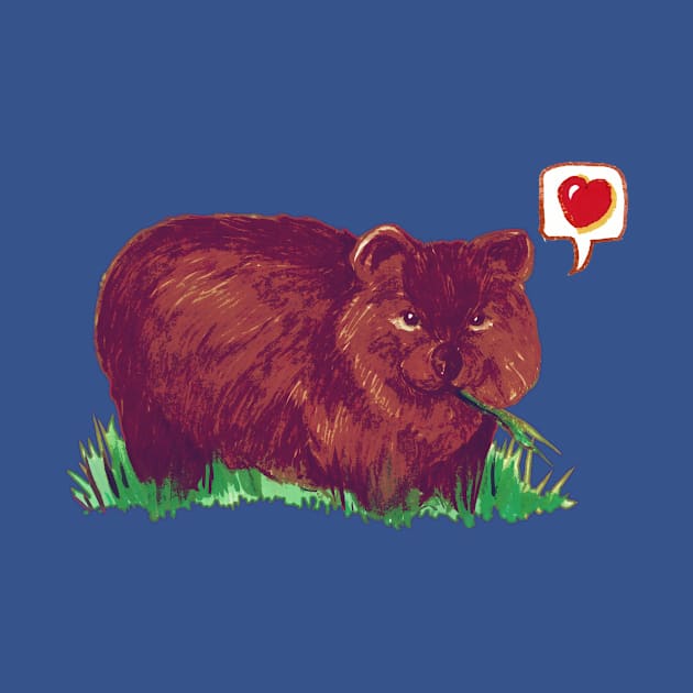 Wombat Love - Cute Cartoon Wombat by FishWithATopHat