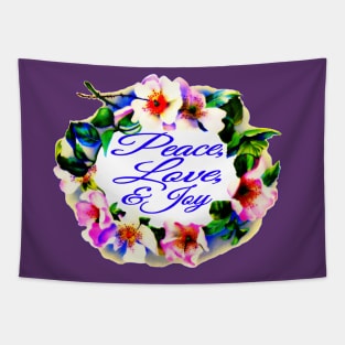 Peace Love Joy Floral Tapestry