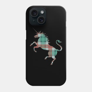 Scottish Christmas Coloured Tartan Rearing Unicorn Silhouette Phone Case