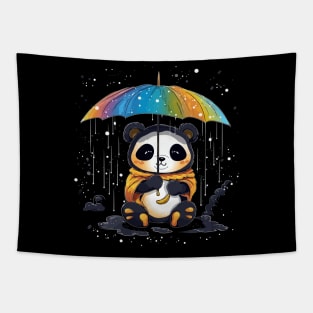 Panda Rainy Day With Umbrella Tapestry